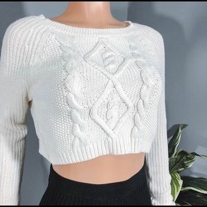 Express White Cropped Sweater